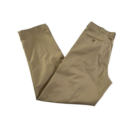 Lands End Mens Sz Tag 31 (32WX32L) Plain Front Chino Khaki Pants Blend NEW #3773 - Picture 1 of 7